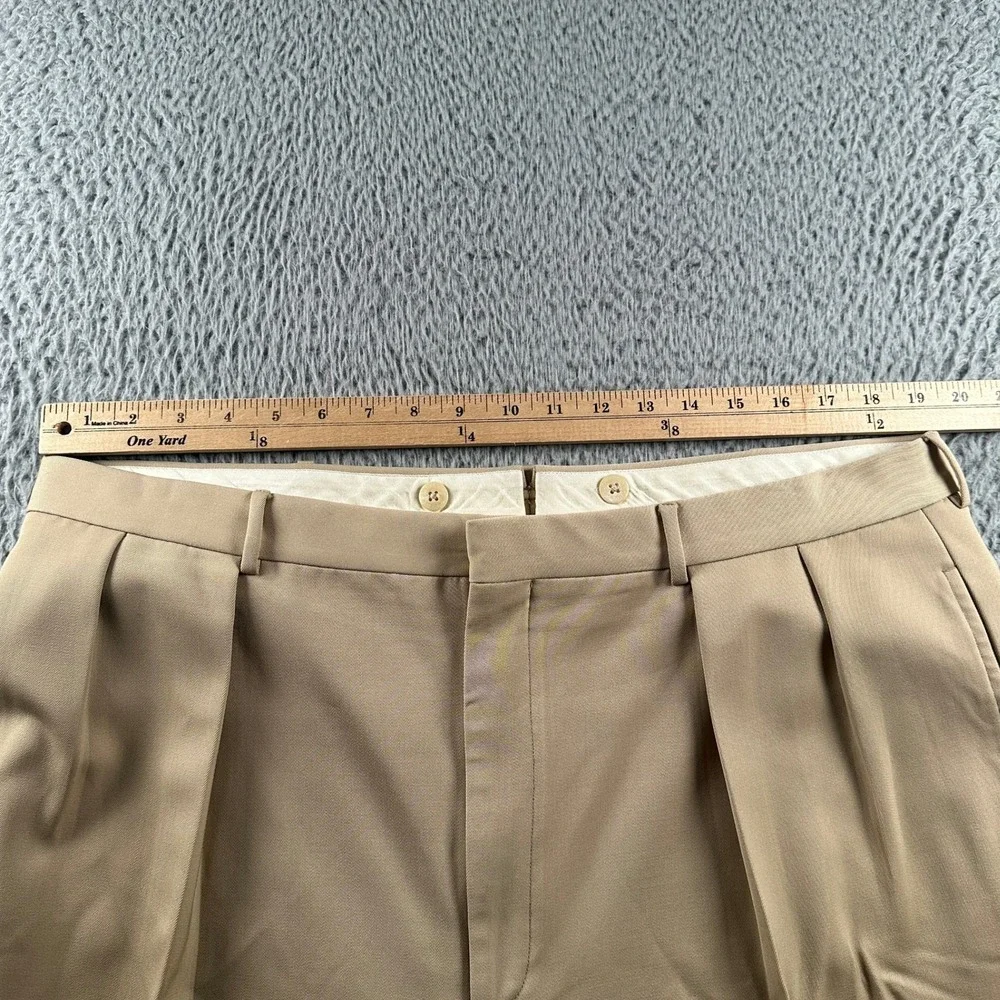 Vtg Polo Ralph Lauren Dress Pants Mens 40(38 Fit)Beige Pleated Virgin Wool Italy